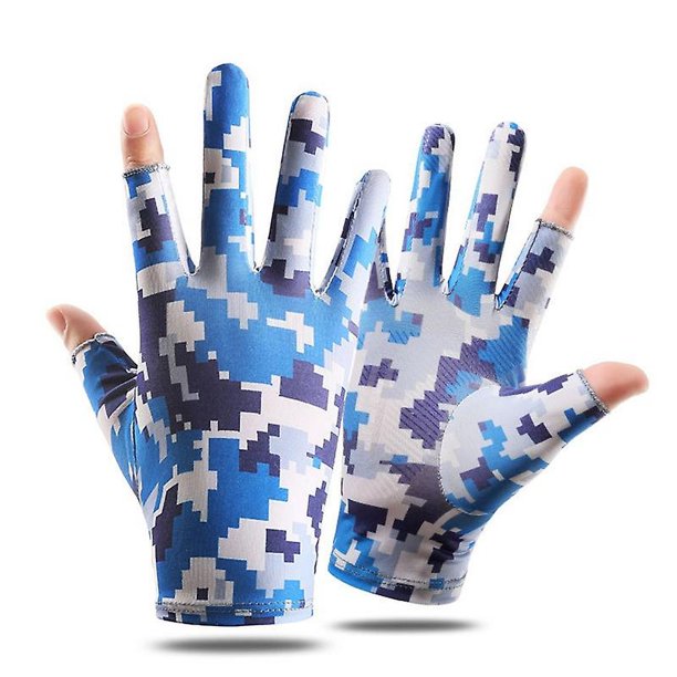 5 Manoplas de camuflaje transpirables con dos dedos expuestos para pantalla táctil de verano para mujer