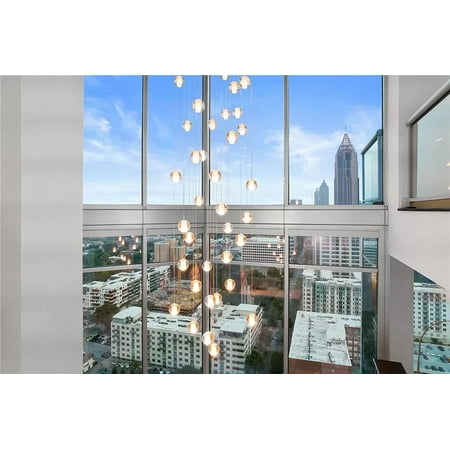 

LightUpMyHome Oasis 36 Light Stairwell Chandelier Round Canopy Brushed Nickel