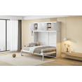 thumbnail image 4 of Full Size Murphy Bed Wall Bed with Top Storage Cabinets, Space Saving Foldable Bed Frame for Small Rooms, Durable White Cabinet Bed with Easy Pull Handles & Mattress Support Slats, 4 of 9