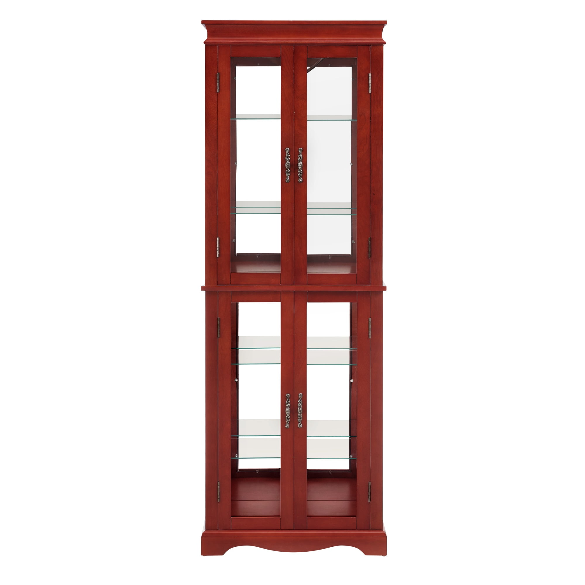 Miniyam Wood Curio Display Cabinet with Light, Glass Door for Living Room, Cherry