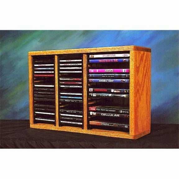 Wood Shed 312-1 CD-DVD Solid Oak desktop or shelf for CDs and DVDs - Individual Locking Slots