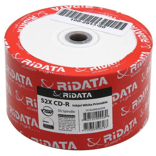 Ritek Ridata CD-R 52X White Inkjet Hub Printable CDR 50 pcs