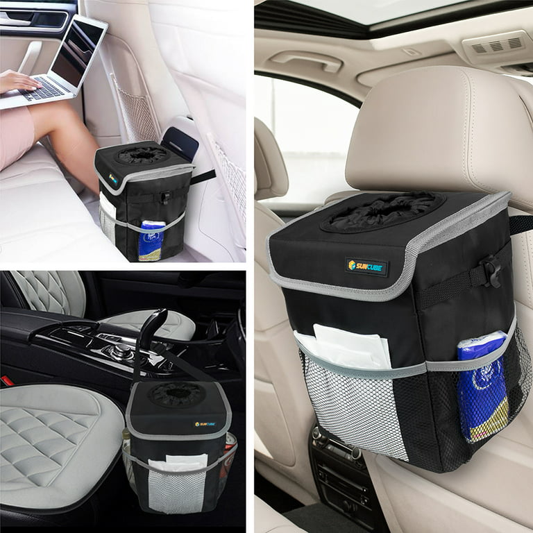 Sun Cube Waterproof Car Trash Can With Lid, Portable Organizer