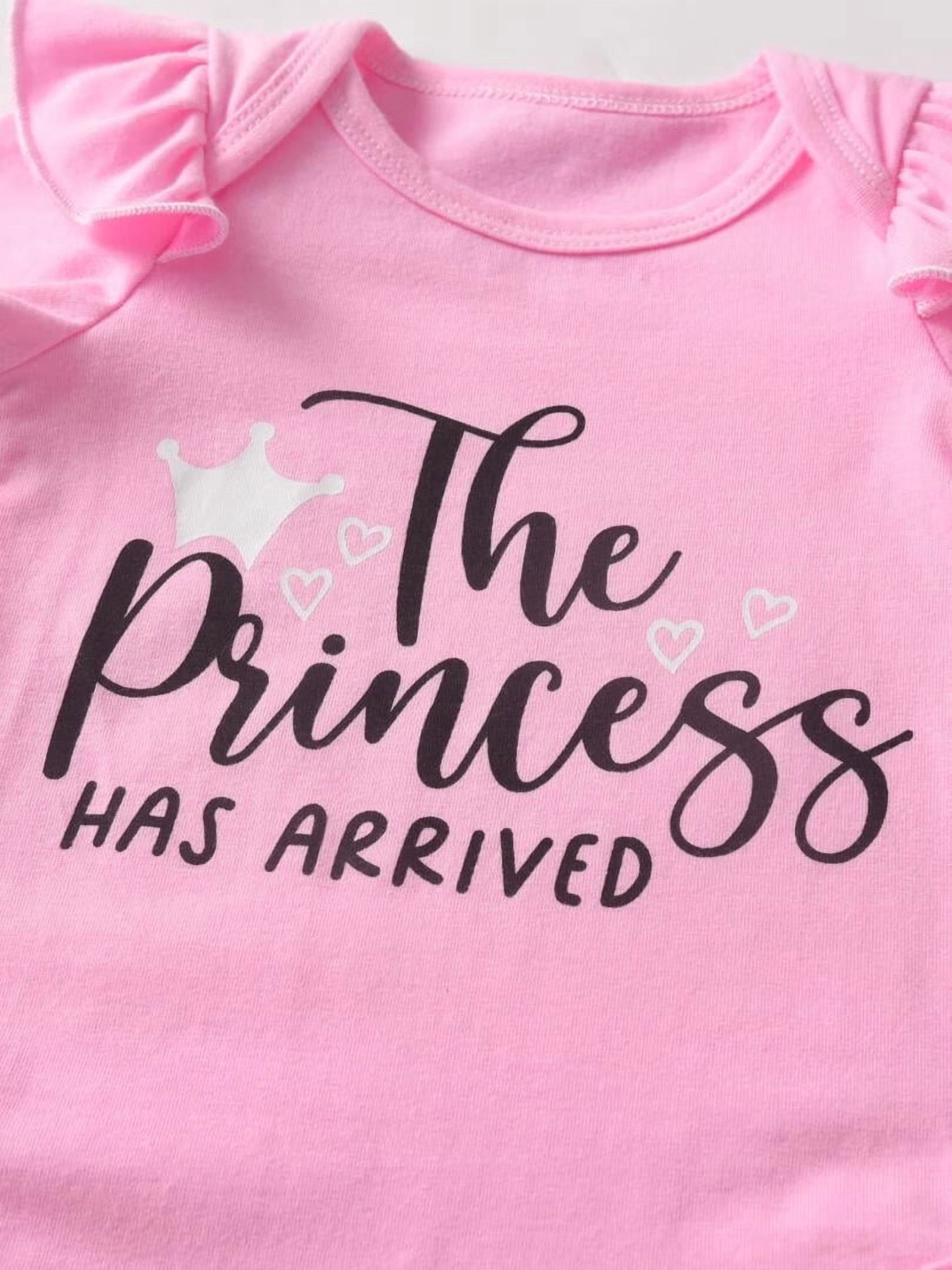 Infant Baby Girl Clothes Letter Long Sleeve Ruffle Romper Floral Print Pants Set 3PCS Pink 0-3 Months
