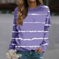 thumbnail image 1 of IMENGL Casual striped pullover top, Purple L, Size M-2XL, 1 of 5