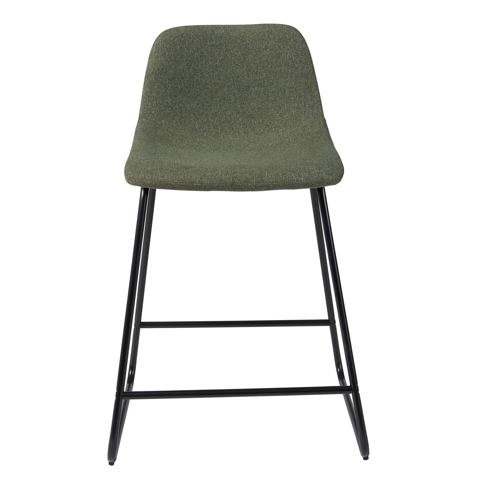 Better Homes & Gardens Farley Scoop Counter Height Stool, Olive Green Linen
