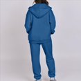 thumbnail image 4 of Sudadera con Capucha y Cremallera para Mujer, de Larga, Color Liso, Informal, de Otoño, con Chaqueta y Pantalón Azul S, 4 of 6