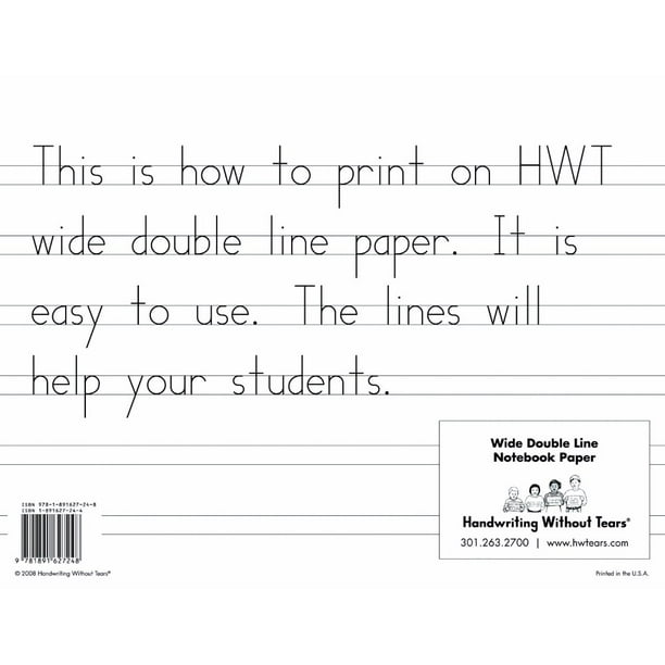 Handwriting Without Tears 015730 DoubleLined Wide Notebook Paper, Pack
