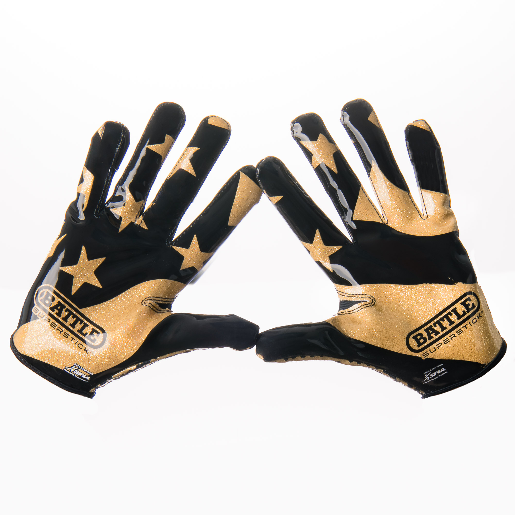 Battle Sports Youth "USA Flag" Chameleon Receiver Football Glove - Black/Gold - Large