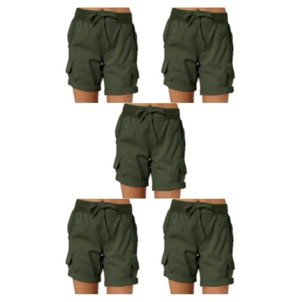 Guardurnaity Pantalones cargo Pantalones cortos de bolsillo Cintura suelta Pantalones de verano Cómodos Casual Elástico Damas Transpirable para Type2 NO2