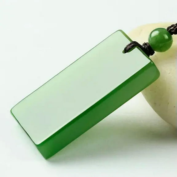 GKNET Jade Cuboid Pendant Stone Green Delicate Jewelry Real Necklace Gemstones Natural Man