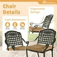 thumbnail image 3 of 9-Piece Patio Dining Set for 8, All Weather Cast Aluminum Outdoor Funiture Table and Chairs Set - 94.5” Rectangular Table and 8 Cushioned Dining Chairs, 2" Umbrella Hole, Khaki, 3 of 8