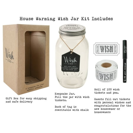Top Shelf House Warming Wish Jar ; Unique Gift Ideas for Men & Women ; Novelty Gifts for New Homeowners ; Kit Comes with 100 Tickets and Decorative