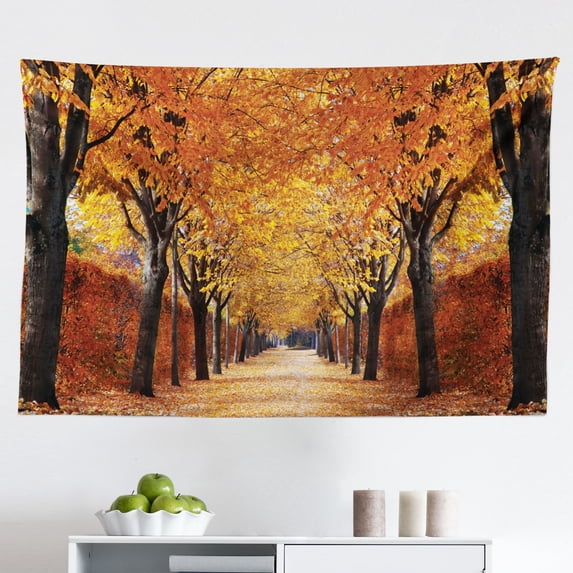 Tropical Tapestry, Exotic Hawaiian Wooden Pier Design Warm Ocean Pastoral Summer Vacation Theme, Fabric Wall Hanging Decor for Bedroom Living Room Dorm, 2 Sizes, Blue and Brown, by Ambesonne