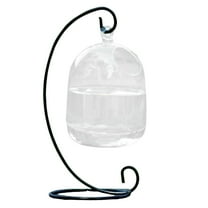 Piwvid Desk Glass Hanging Fish Bowl Tank with Stand Fish Homes Small Table Glass Fish Bowl Creative Vase Aquarium for Home Decoration with Black Stand