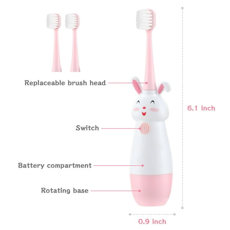 EASTIN Sonic Electric Toothbrush with 3 Replaceable Brush Heads for  Kids,Cartoon Waterproof Battery Powered Soft Tooth Brush -Deep Clean for  Boys&Girls Kids(Age of 3+)，Travel Toothbrush 