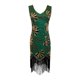thumbnail image 1 of Vestido de lentejuelas para mujer, elegante traje de baile, cuello en V, sin mangas, vestido estilo flapper de moda Verde oscuro, 1 of 9