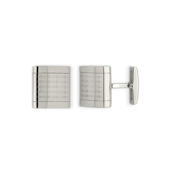 Mens Laser Designed Cuff Links in Polished Stainless Steel for Men