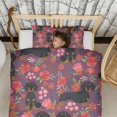 thumbnail image 3 of Dachshund Dog and Flower Floral Duvet Cover and Pillowcase Set for Single Bedding, Bedroom Accessories for Kids Teens, 3 of 5