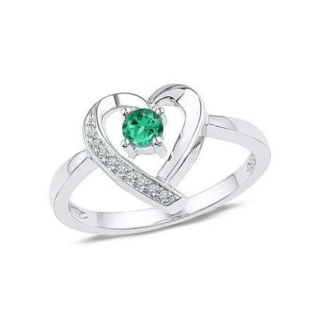- Lab Created Emerald Heart Promise Ring 1/4 Carat (ctw) in Sterling Silver