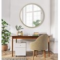 thumbnail image 2 of Kate and Laurel Travis Midcentury Round Wall Mirror, 31.5 inch Diameter, Light Brown Sand, Transitional Decorative Mirror for Wall, 2 of 5