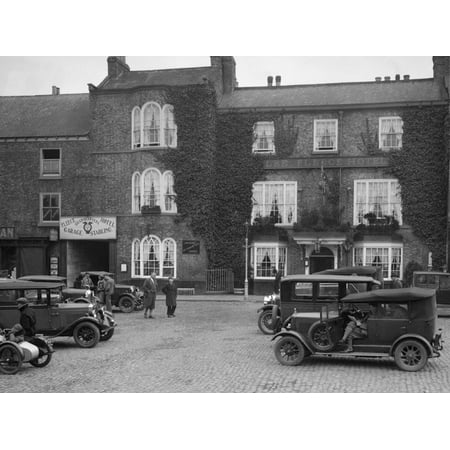 Cars parked outside the Fleece Hotel, Thirsk, Yorkshire, Ilkley & District Motor Club Trial, 1930s Print Wall Art By Bill (Best Way To Protect Car Parked Outside)
