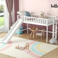 thumbnail image 3 of Bellemave Twin Size Low Loft Bed with Slide and Ladder Space-Saving Twin Wooden Loft Bed for Kids, Boys, Girls Juniors Loft Bed Frame with Guardrail Fences and Wooden Slats, White, 3 of 11