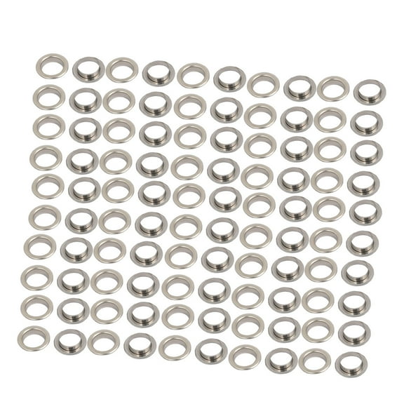 Unique Bargains 100Pcs 10mm Brass Eyelet Grommets Silver Tone for Clothes Leather Canvas