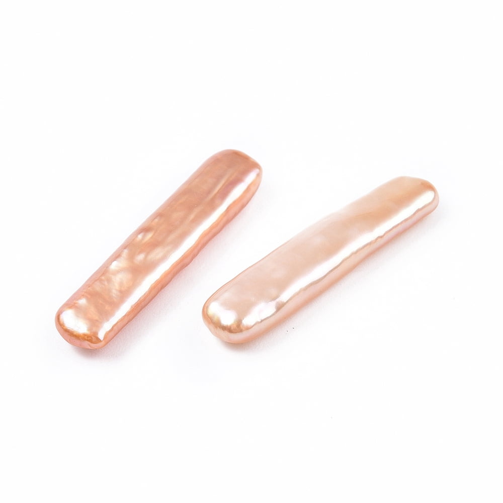 5pcs Natural Baroque Keshi Pearl Beads Freshwater Pearl Beads No Hole Rectangle Bisque 23~24x5~7x3.5~5mm