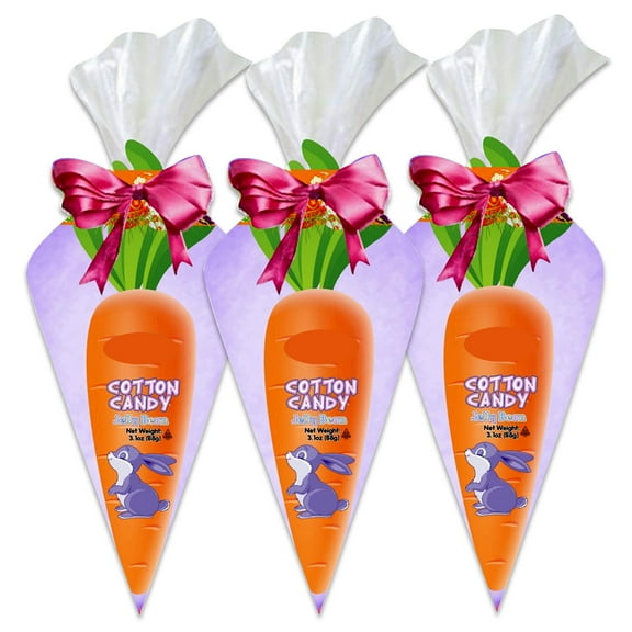 Easter Cotton Candy 3.1oz Carrot Shaped, 3 Pack