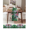 thumbnail image 3 of Green Hummingbird Table Runner 36 Inches, Spring Summer Pink Flower Leaf Bed Runner Dresser Scarves Tabletop for Indoor Outdoor Parties/Ceremony/Banquet, 13"x 36", 3 of 8
