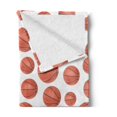 thumbnail image 2 of Basketball Soft Flannel Fleece Throw Blanket, Realistic Style Balls Pattern on White Classical Sports Themed, Cozy Plush for Indoor and Outdoor Use, 50" x 70", Pale Cinnamon White, by Ambesonne, 2 of 5