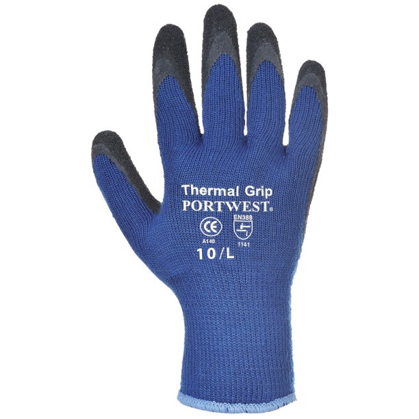 Portwest - Guantes de trabajo y seguridad térmicos adherentes Modelo (A140) (Paquete de 2) (Azul)