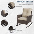 thumbnail image 5 of POTEBAN 3-Piece Outdoor Rocking Chairs, Brown Wicker Patio Furniture with Thickened Cushions and Table for Porch (Beige), 5 of 8