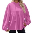 thumbnail image 5 of Womens Oversized Hoodies Casual Pleated Tiered Ruffle Sweatshirts Lantern Long Sleeve Drawstring Peplum Hem Loose Hooded Pullover Tops, 5 of 5