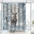 thumbnail image 3 of Winter Forest Deer Shower Curtain Snow Covered Forest Wild Animal Moose Snow Tree Wildlife Ldyllic Bathroom Decor Curtains Polyester Fabric with 12 Hook 72 X 72 inch, 3 of 6