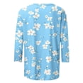 thumbnail image 4 of Staron Hauts d'Été Mignons pour Femmes en Solde à Moins de 5$ Manches 3/4 Col Rond Blouses Élégantes Imprimé Floral Basique, 4 of 5