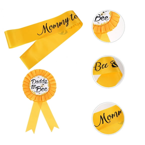 HEMOTON  2 Sets Sash Mommy to Be for Baby Shower Yellow Party Decoration