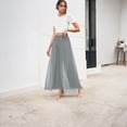 thumbnail image 4 of Chiffon Women's Wide Leg Dress Pant Elegant Party Elastic Waist Trouser with Pockets Gray 2XL, 4 of 7
