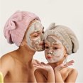 thumbnail image 5 of Paquete de 2 toallas para secar el cabello, gorro de toalla para el cabello con turbante absorbente, envoltura para la cabeza de secado rápido con nudo de lazo, 5 of 5