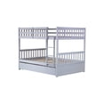 thumbnail image 4 of Bellemave Full Over Full Solid Rubber Wood Bunk Bed with Trundle and Ladder Convertible into 2 Full Size Beds with Headboard and Footboard 2 Full Bunk Bed with Twin Trundle, Light Gray, 4 of 11