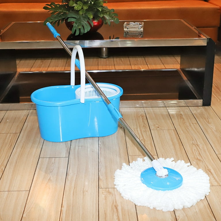 Zimtown Magic Mop Easy Cleaning Mop Bucket Set 360 Rotary Microfiber Head Blue