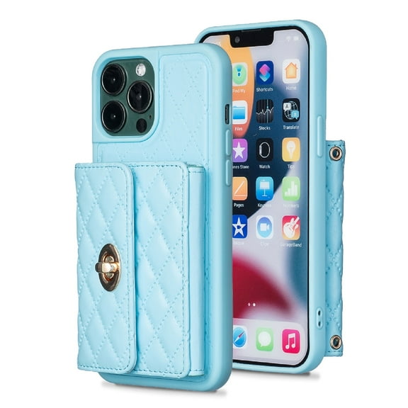 for iPhone 11 Pro Max Crossbody Wallet Case, Elegant Premium PU Leather Shoulder Strap Lanyard Cover with Metal Lock Button Card Slots Soft Silicone Shockproof Case,Blue