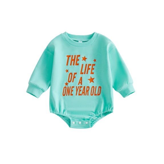 RUINIXCW Birthday Baby Girls Romper, Long Sleeve Crew Neck Glitter Letters Bodysuit