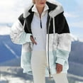 thumbnail image 3 of Kixjoy Women Fleece Long Coat Long Sleeve Thermal Winter Puffer Jacket Fleece Zip Up Plus Size Coat Trendy Loose Fit Hooded Cardigan with Pockets, Light Blue 3XL, 3 of 5