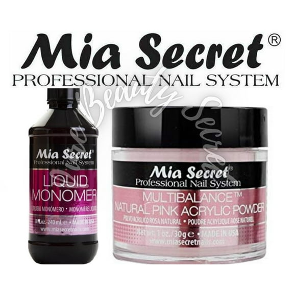 Mia Secret Liquid Monomer 8 oz and NATURAL PINK Powder 1 oz