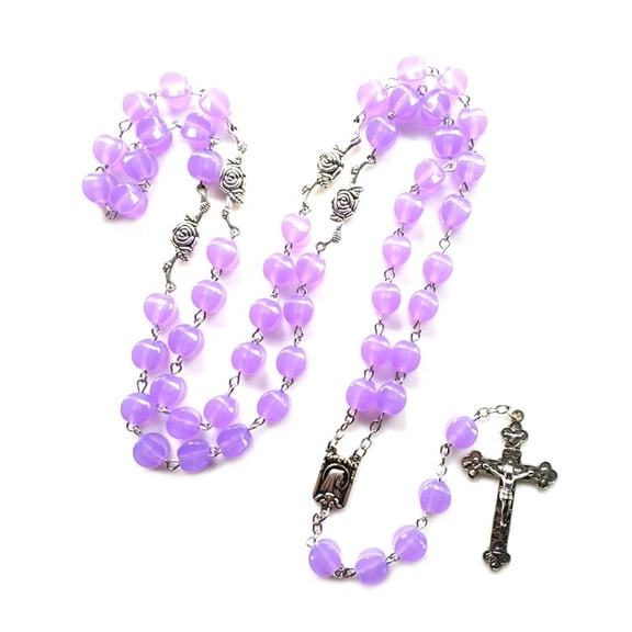 10mm Prayer Beads Luminous Rosary Necklace Jesus Christ for Cross Pendant Neckla
