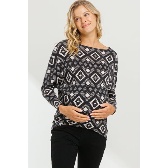 Geo Print Dolman Sleeve Maternity Top