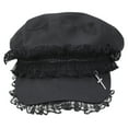 thumbnail image 5 of lanema Lace Hat for Women Cool Beret Hat 2000s Chauffeur Hat Elegant Newsboys Hat Crucifix Pendant Black Dome Painter Hat, 5 of 11