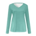 thumbnail image 5 of Kmdttou Women's Plus-Size Top Fashion Casual V-neck Long Sleeve T-Shirts Solid Color Basic Tops Tees Blouses on Clearance!, 5 of 5